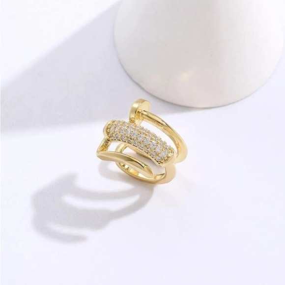 Gold Zircon Nail Cuff Earring, Cartilage, Minimalist - Picture 2 of 3